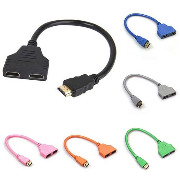 Naierhg 1080P HDMI-compatible Port Male to 2 Female 1 In 2 Out Splitter Cable Adapter Converter