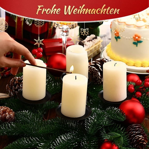 Naierhg 12Pcs Christmas Electroplated Metal Candle Holders DIY Home Decor Wrought Iron Tray Base House Accessories 6 cm