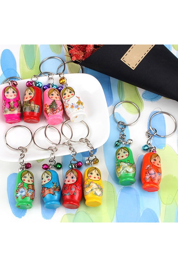 12Pcss/Set Russian Nesting Dolls Key Ring Babushka Matryoshka Figurines Kids Toy