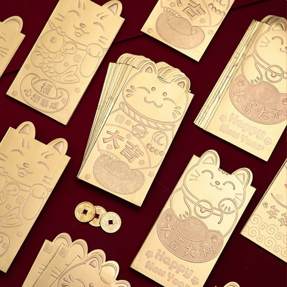 Naierhg 18Pcs Chinese Red Envelopes Lucky Cat Hot Stamping Thickened Lucky Money Gift Cash Packets Hong Bao for New Year Spring Festival Birthday Wedding