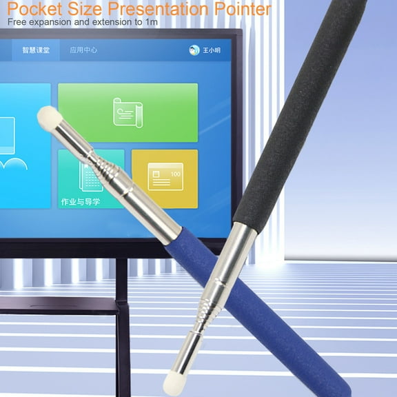 Naierhg 1m Pointer Pen Telescopic Felt Nib Hand Lanyard Stainless Steel Teacher Whiteboard Presentation Pointer Stick Black