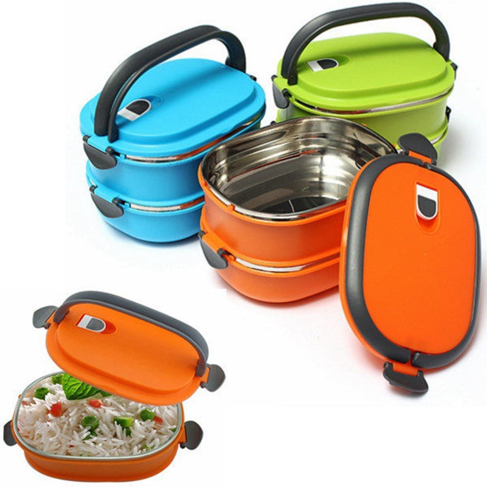 Naierhg 2 Layer Stainless Steel Insulated Bento Lunch Box Food Container Storage Box