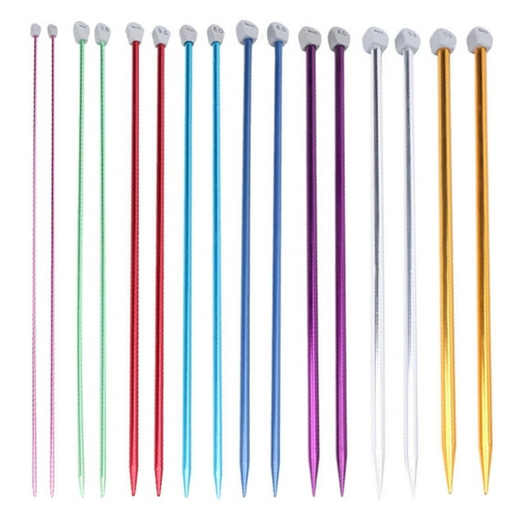 Naierhg 2 Pcs Aluminum Single Point Knitting Needles Pins Straight DIY Weaving Tool