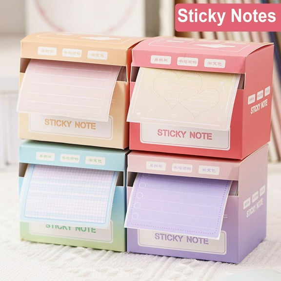 Naierhg 256 Sheets/Box Roll Tape Sticky Notes Full Adhesive Pull Out Dispenser Boxes To-Do Lists Tear-off Sticky Notes