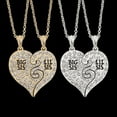 thumbnail image 1 of Naierhg 2Pcs Big Little Sister Letter Inlaid Rhinestone Heart Matching Necklace Jewelry Golden, 1 of 7