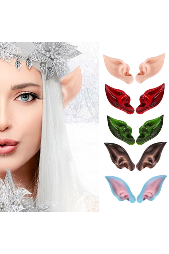 2Pcs Elf Ears Eco-friendly No Odor Friendly to Skin Soft Elastic Cosplay Elf Ears Halloween Party Photography Prop