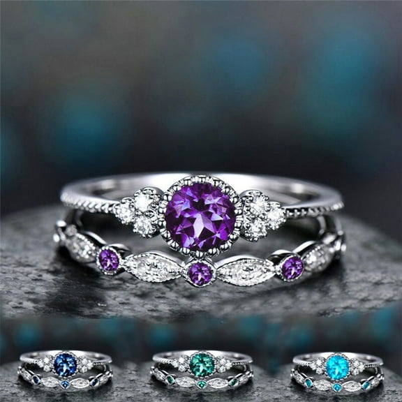Naierhg 2Pcs Finger Jewelry Dual Type Non-allergic Durable Fashion Cycle Ring for Gift Purple