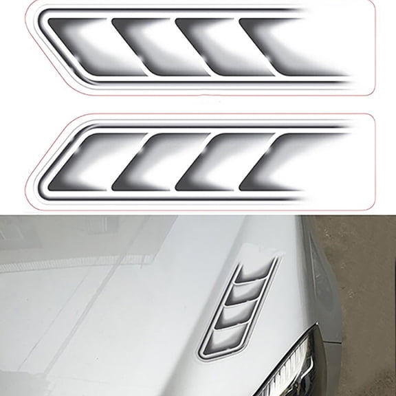 Naierhg 2Pcs/Set Creative 3D Car Stickers Side Fake Vents Front Cover Decorative Decals