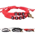 thumbnail image 1 of Naierhg 2Pcs/Set HIS HERS Letter Lock Key Charm Handmade Woven Couple Bracelet Bangle, 1 of 8