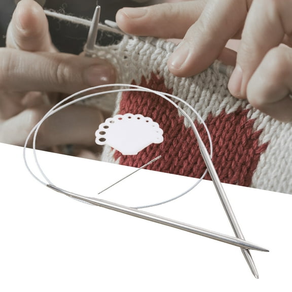 Naierhg 2Pcs/Set Knitting Needles Stainless Steel Circular Crochet Hooks Weaving Tools