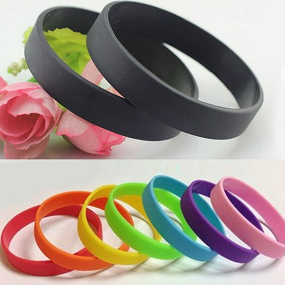 Naierhg 2Pcs Silicone Wristbands Wrist Bands Solid Color Sports Design Bracelets