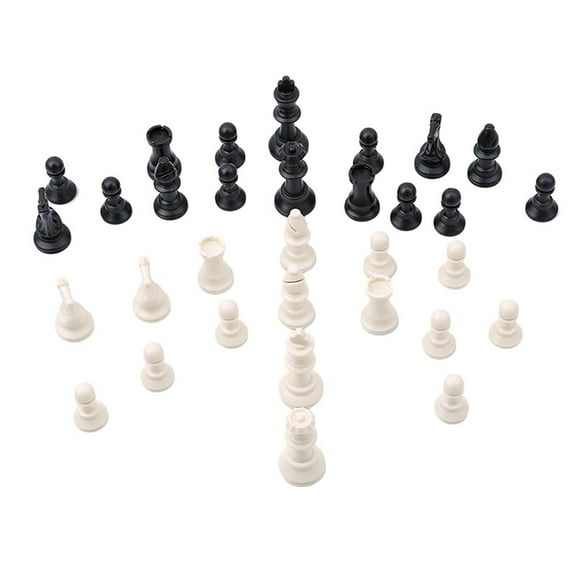 Naierhg 32Pcs/Set Black & White Plastic Medieval Chess Pieces Game Chessmen 65/75/95mm