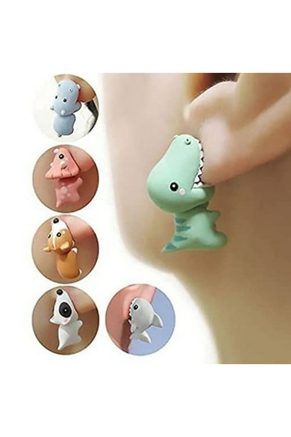 3D Animal Shape Women Earrings Bite Posture Alloy Cartoon Adorable Stud Earrings Jewelry Accessory
