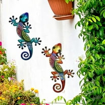 Naierhg 3Pcs Acrylic Gecko Wall Decoration Home Office Living Room Indoor Outdoor Garden Wall Art Iron Hanging Colorful Lizard Ornament Pendant Christmas Gift