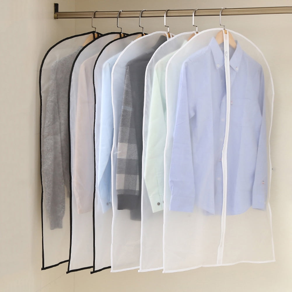 Naierhg 3Pcs Clear Garment Clothes Dust Cover Wardrobe Coat Suit Anti-dust Hanging Bag Black