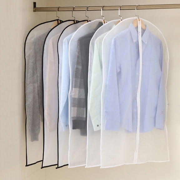 Naierhg 3Pcs Clear Garment Clothes Dust Cover Wardrobe Coat Suit Anti-dust Hanging Bag Black