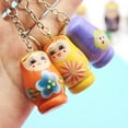 thumbnail image 1 of Naierhg 3Pcs Wood Flower Girl Painted Doll Design Matryoshka Keychain Bag Decor Pendant, 1 of 7