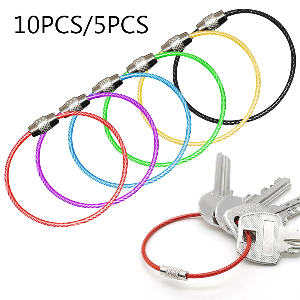 Wire Keychain Rope Naierhg 5/10Pcs Durable Steel Wire Rope Ring Connector Keychain Key ...