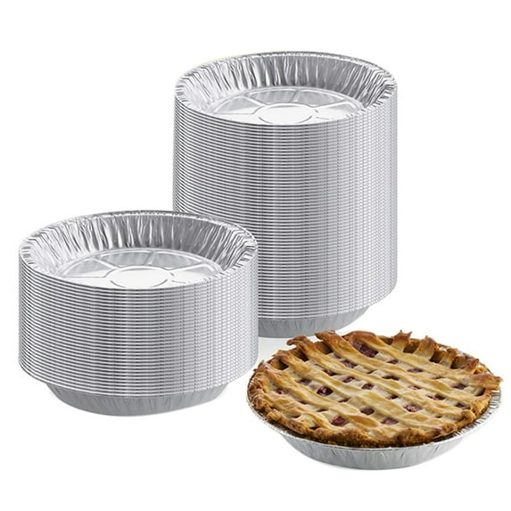 Naierhg 50Pcs Disposable Round Aluminum Foil BBQ Food Tray Container Non-stick Baking Pan