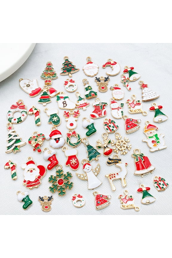 50Pcs Mixed Alloy Christmas Charms Handmade Jewelry Making Charms Pendant for Bracelet Necklace Earring DIY Christmas Clothes Sewing Accessories Jewelry Project Craft Supplies 50pcs
