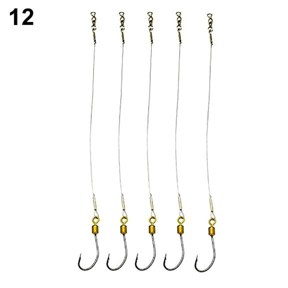 Naierhg 5Pcs Anti-Bite Stainless Steel Wire Leader Fishing Rigs Hooks Line Tackle Tool