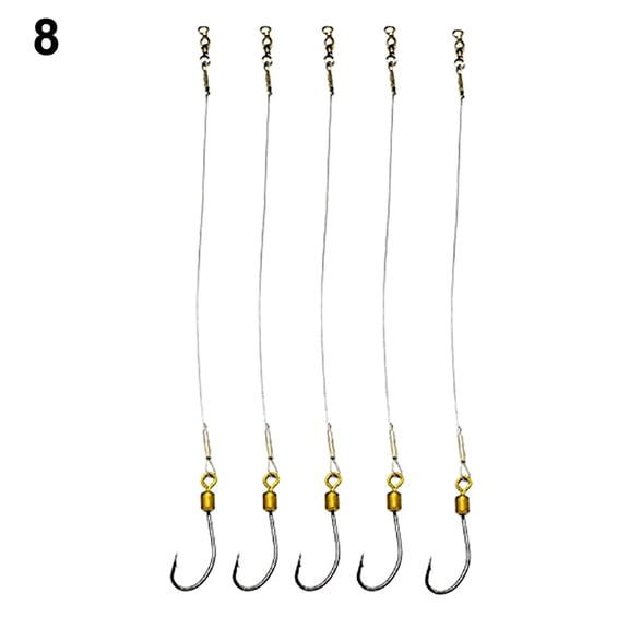 Naierhg 5Pcs Anti-Bite Stainless Steel Wire Leader Fishing Rigs Hooks Line Tackle Tool