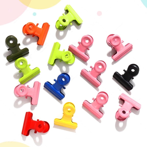 Naierhg 5Pcs Candy Color Metal Binder Clips Hanging Hole Design Round Handbag Clip Money Clamps Colored Hinge Clips