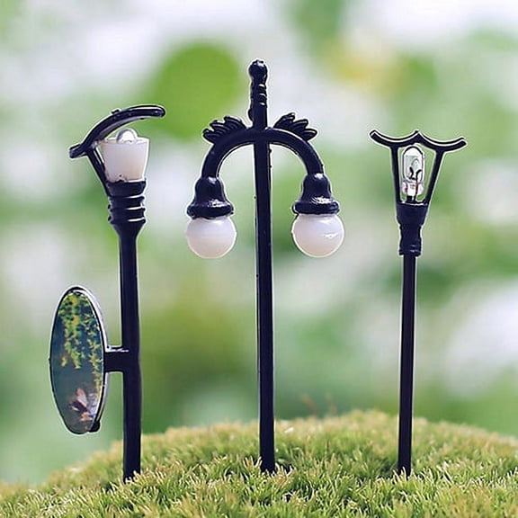 Naierhg 5Pcs Garden Ornament Fairy Dollhouse Decor Miniature Streetlight Craft Plant Pot