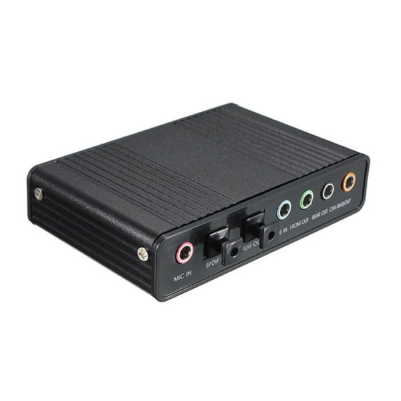 Naierhg 6 Channel USB 2.0 External 5.1 Optical S/PDIF Audio Sound Card Adapter Black
