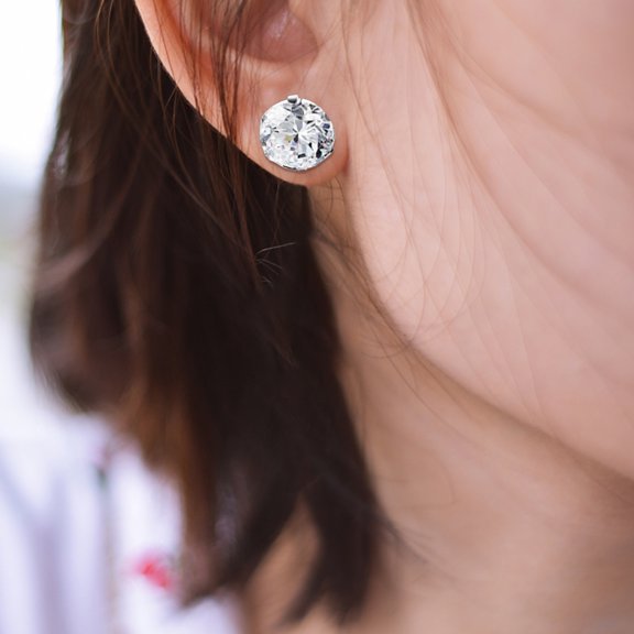 Naierhg 6 Pairs Earrings Wear-resistant Rhinestone Inlaid Stainless Steel Stylish Ear Clips for Daily Silver