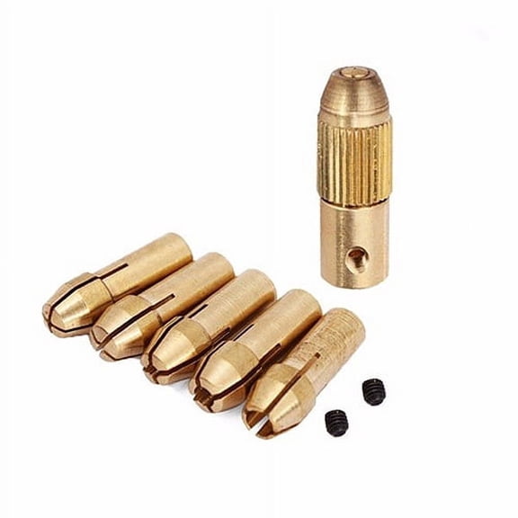 Naierhg 6 Pcs 0.5-3mm Small Electric Drill Bit Copper Collet Micro Twist Drill Chuck Set