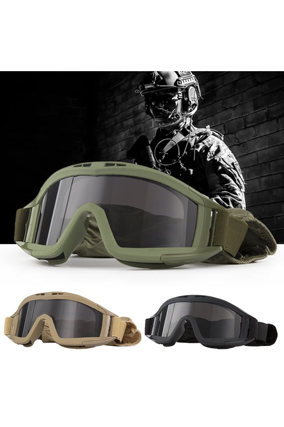 Airsoft Goggles Desert Locust Goggles Anti Fog Safety Glasses Impact Resistant Tactical Eyewear with 3 Interchangeable Lenses for Outdoor Cycling