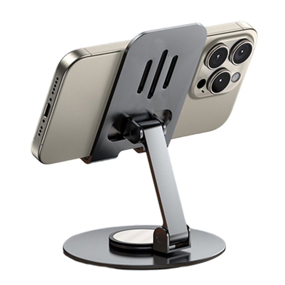 Naierhg All-aluminum Alloy Folding Phone Stand Phone Holder with Anti-slip Pads Stable Sturdy 360-degree Rotating Adjustable Viewing Angles for Phones