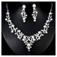 thumbnail image 1 of Naierhg Alloy Rhinestone Faux Pearl Necklace Earrings Women Bride Jewelry Set, 1 of 8