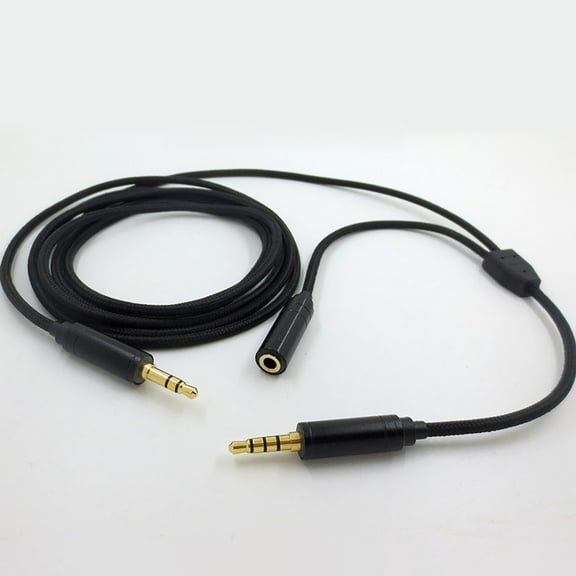 Naierhg Audio Extension Cable Portable Male to Female 2 Meters 3.5mm TPU Streaming Recording Party Chat Link Audio Cord Black