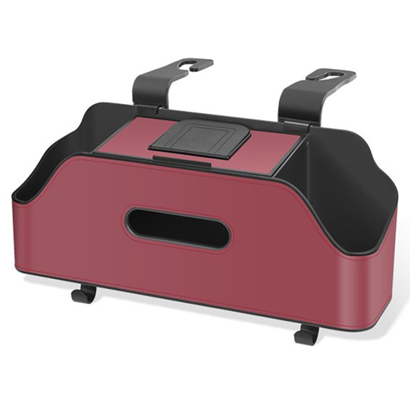 Naierhg Auto Tissue Holder Car Headrest Storage Box Car Seat Back Storage Box Headrest Mount Faux Leather Tissue Cup Phone Holder Auto Backseat Organizer Car Red