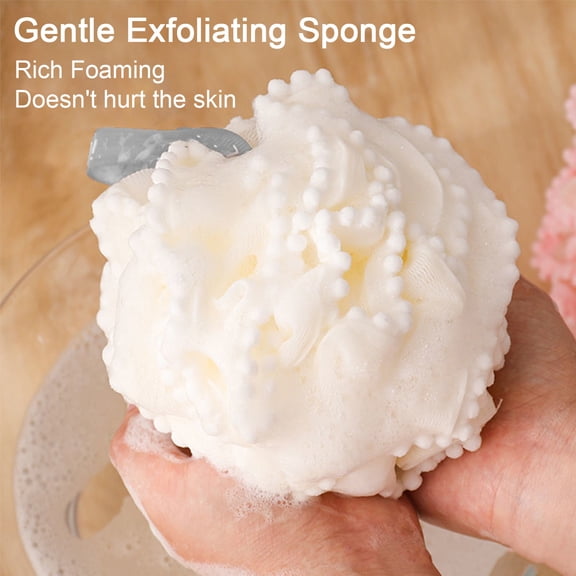 Naierhg Bath Loofah Soft Gentle Quick Lathering Solid Color Women Men Body Washing Exfoliating Scrubber Shower Sponge Mesh Ball Bathroom Supplies Pink
