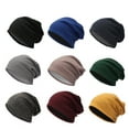 thumbnail image 1 of Naierhg Beanie Beanie Hat Knitted Baggy Slouchy Thickened Stretchy Keep Warm Solid Color Autumn Winter Women Men Couple Skull Cap for SkiBlack, 1 of 8