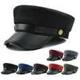 thumbnail image 1 of Naierhg Beanie Beret Cap Solid Color Wide Brim Retro Style Casual Cap Sun Keep Warm Head Wear Autumn Winter Cap Captain Hat Streetwear Women AccessoriesWine Red, 1 of 8