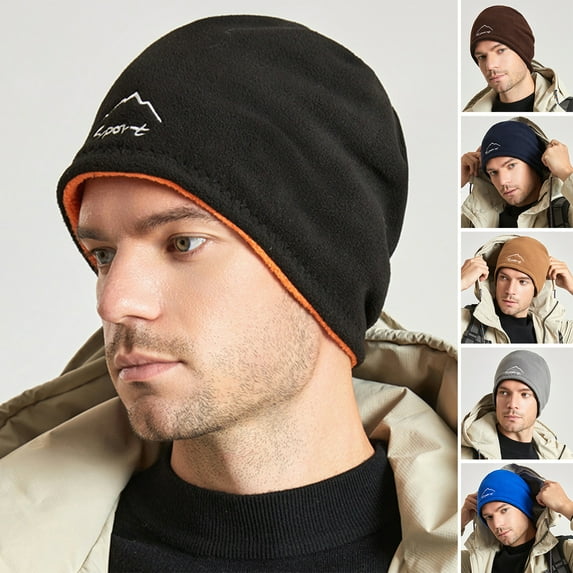 Naierhg Beanie Winter Beanie Elastic Solid Color Double-side Wear Regular Fit Soft Keep Warm Windproof Portable Winter Cycling Hat for Daily WearKhaki