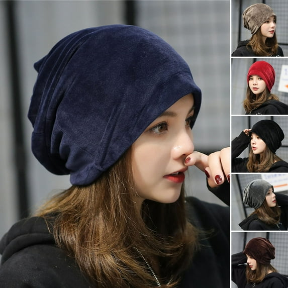 Naierhg Beanie Women Beanie Hat Elastic Soft Solid Color Baggy Slouchy Keep Warm No Brim Plush Women Winter Beanie Fashion AccessoriesKhaki