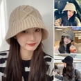 thumbnail image 1 of Naierhg Beanie Women Knitted Bucket Hat Twist Pattern Solid Color Short Brim Dome Sun Protection Autumn Winter Knitted Hat Skullies Hat StreetwearBeige, 1 of 7