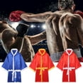 thumbnail image 1 of Naierhg Boxing Robe Silky Comfortable Loose Fit Long Sleeve Hooded Show Nylon Muay Thai Boxing Robe Boxing Performance, 1 of 8