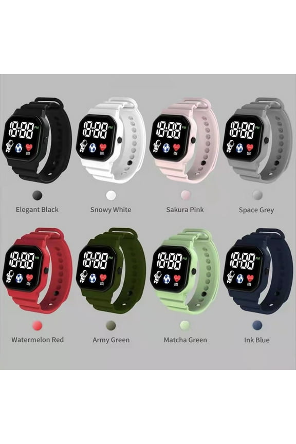 C3-12 Electronic Watch Luminous Life Waterproof Square Dial LED Spaceman Sports Men Women Digital Watch for Student