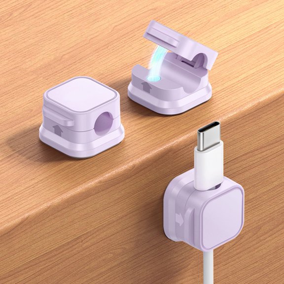 Naierhg Cable Organizer Clip Magnetic Cable Holder Sure Here's A Product Title for Listing 3pcs Magnetic Cable Clip Self-adhesive Home Office Desktop Phone Purple