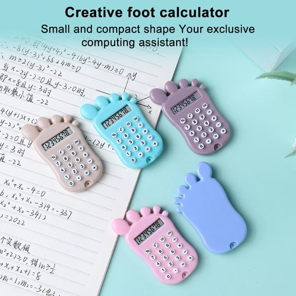 Naierhg Calculator Cute Foot Shape Design 8 Digit LCD Screen Multifunctional with Comfortable Silicone Buttons Calculator