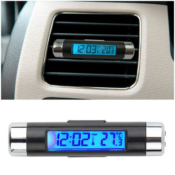 Naierhg Car Air Vent Outlet Clip-on Digital Backlight LCD Clock Calendar Thermometer