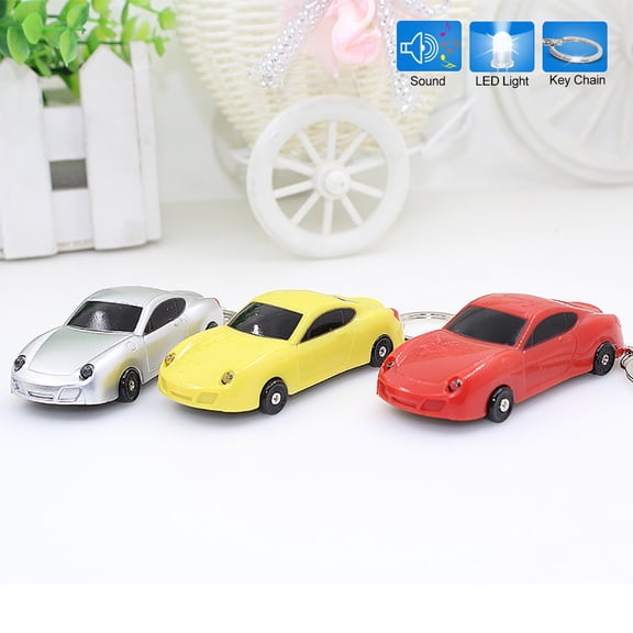 Naierhg Car Model Pendant LED Light Sound Horn Key Chain Keychain Ring Bag Phone Decor