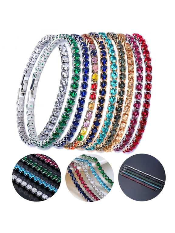 Chic Bracelet Rhinestone Delicate Exquisite Multicolor Sparkling Dress-up Ravishing Tennis Bracelet Women Wrist Jewelry for Female
