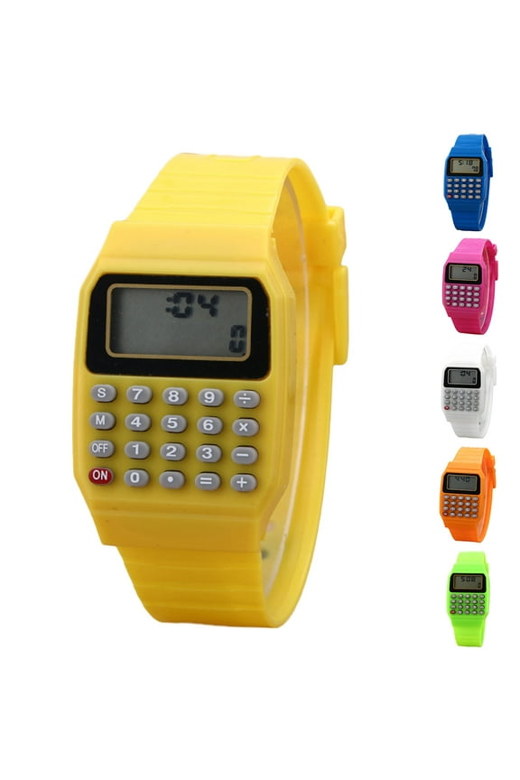 Children Digital Square Wrist Watch Mini Portable Calculator Exam Tool Kids Gift Green
